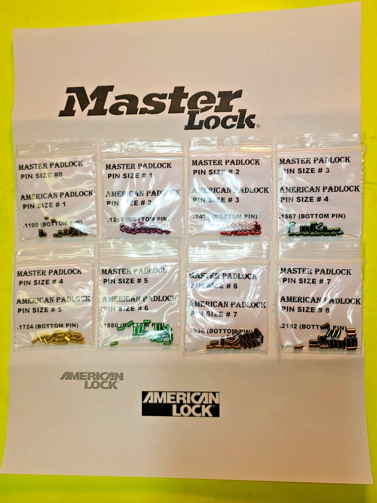 MASTER AMERICAN LOCK PADLOCK CYLINER REKEY PIN SET KIT LOT LOCKSMITH LOCK SPORT