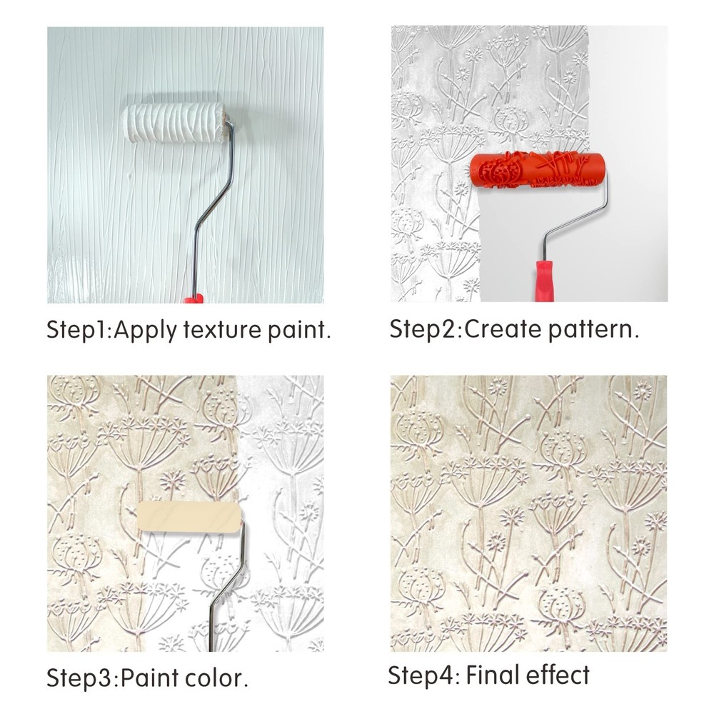7" Patterned Paint Roller Brick Embossing Texture Rubber DIY Wall Decoration