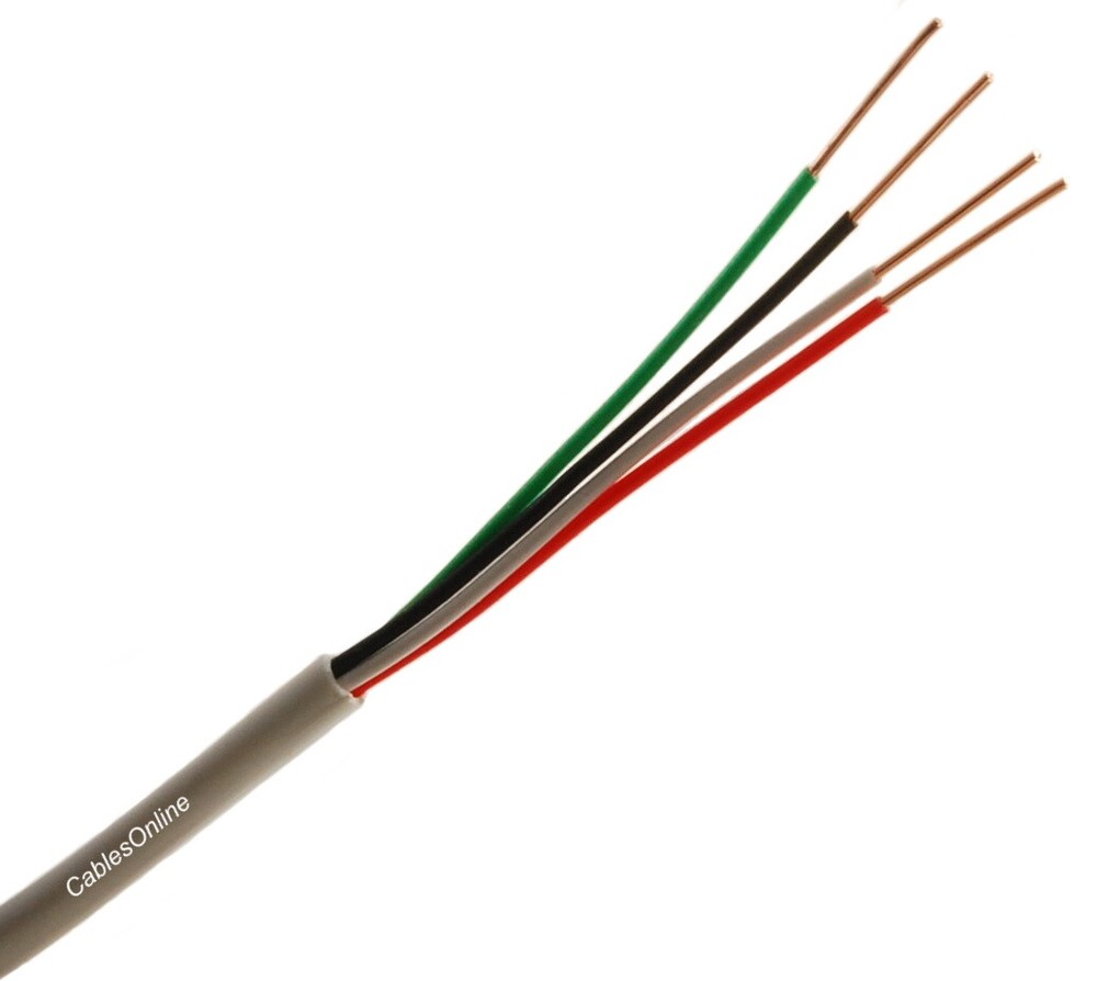 100ft 4-Conductor 22-AWG Solid Copper Security Alarm CMR FT4 Bulk Wire, White