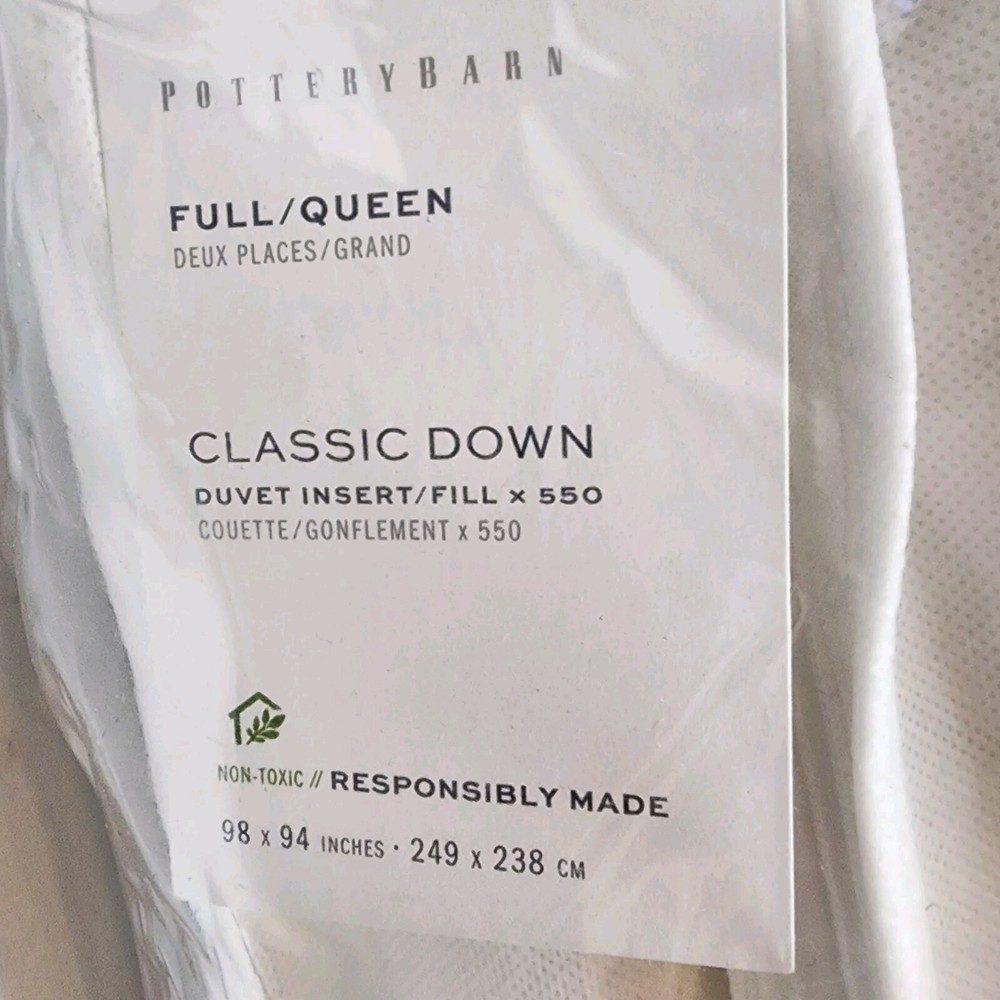 Pottery Barn White Classic Down Comforter Full/Queen