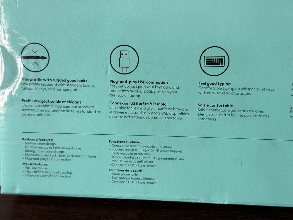 NEW Logitech Desktop MK120 USB Wired Mouse & Keyboard Combo Comfortable PC & Mac