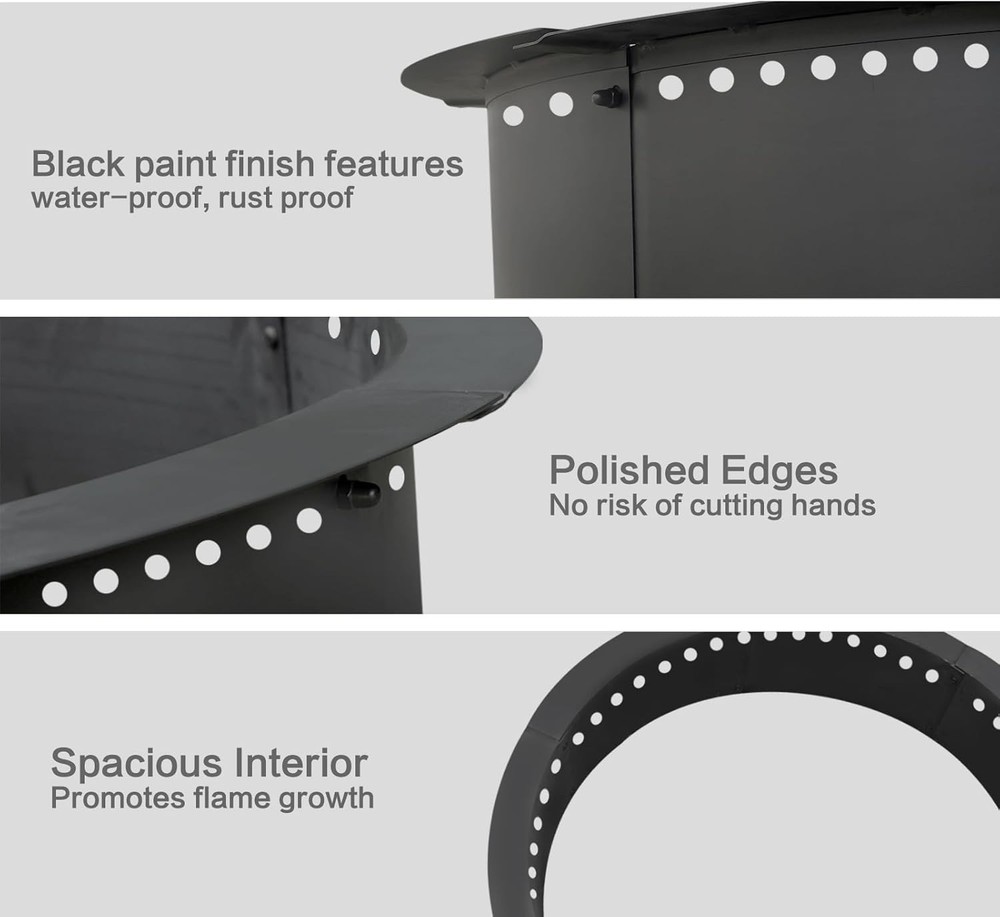 High-Quality 35-Inch Smokeless Fire Pit Insert - Ideal for Camping and Backyard
