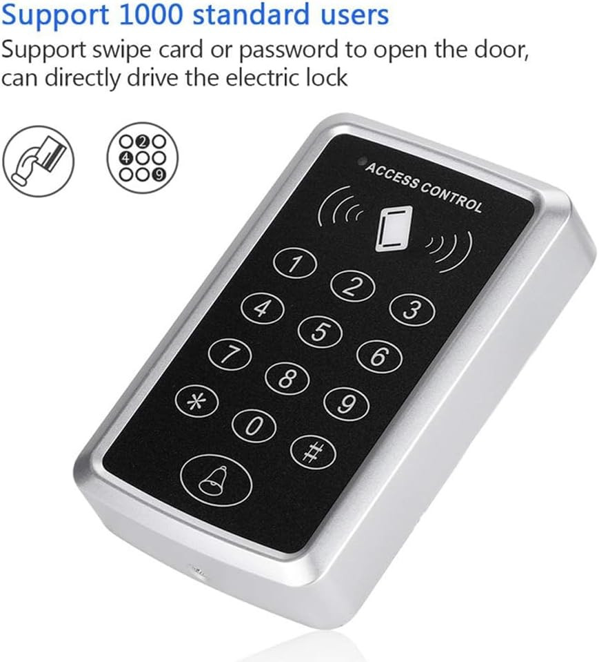 Door Access Control Keypad, Stand-Alone Password RFID Reader+5Pcs Keyfob Keychai