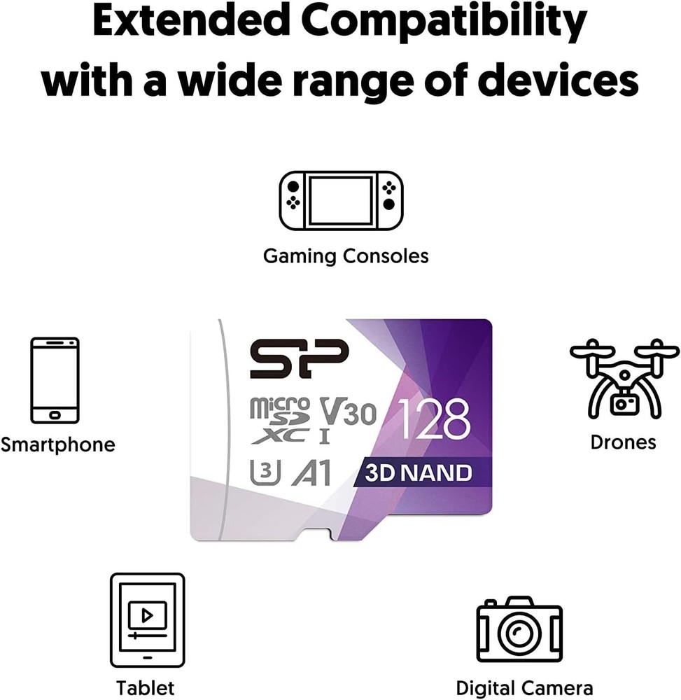 Durable 128GB Micro SD Card U3 SDXC - Waterproof & Drop-Proof Memory Solution