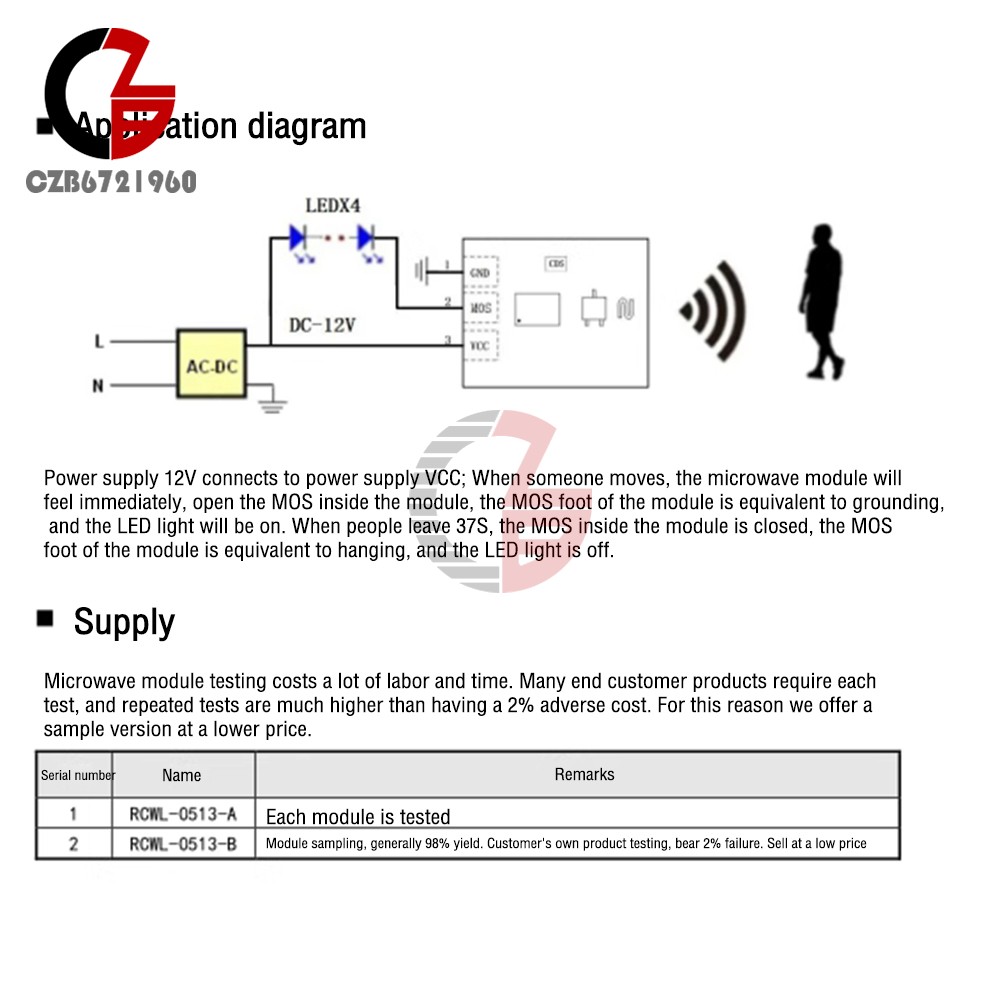 DC3-30V RCWL-0513 Microwave Radar Sensor Module Smart Sensor Detector for Lights