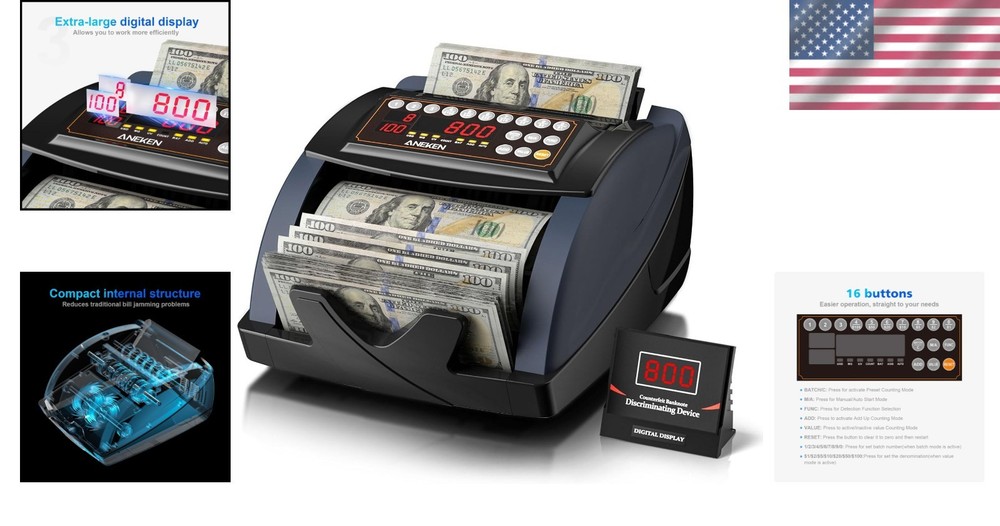 Money Counting Machine with Batch Function, External Display