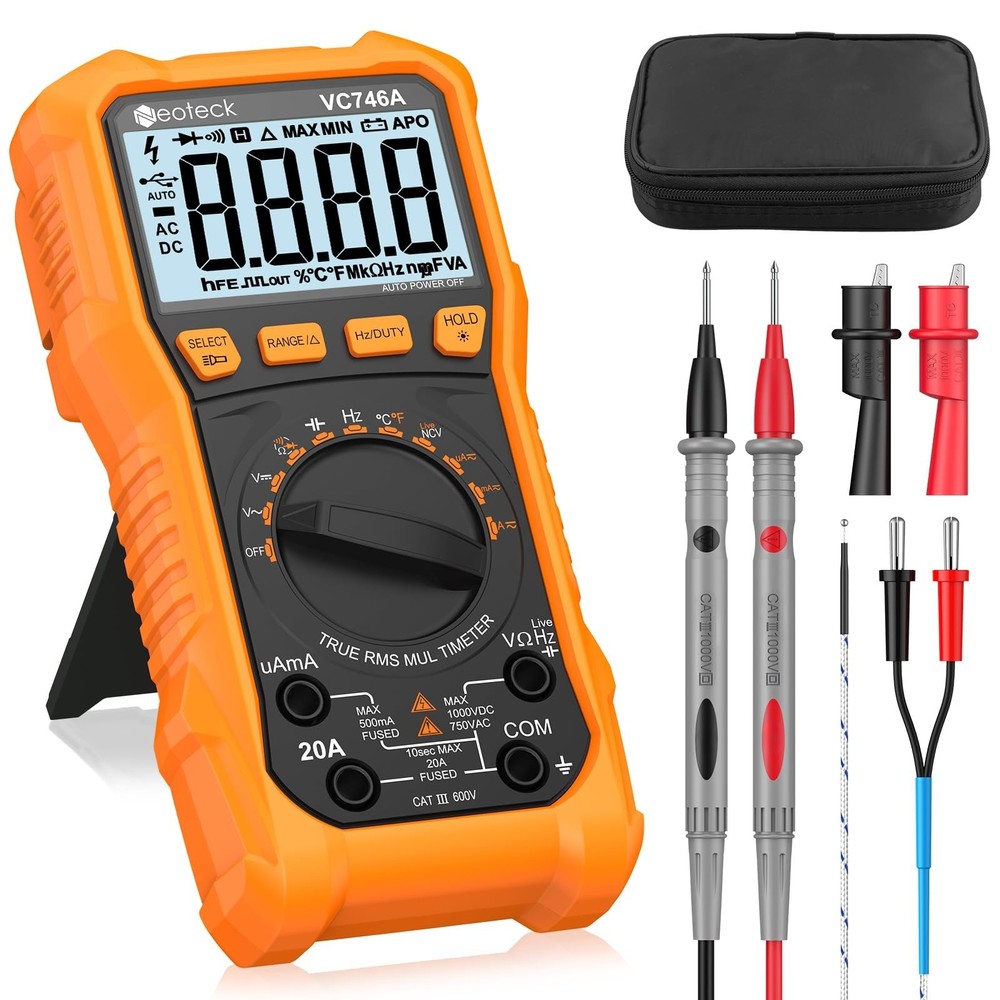 Neoteck 6000 Counts Digital Multimeter for DC AC Voltage/Current TRMS Voltmet...