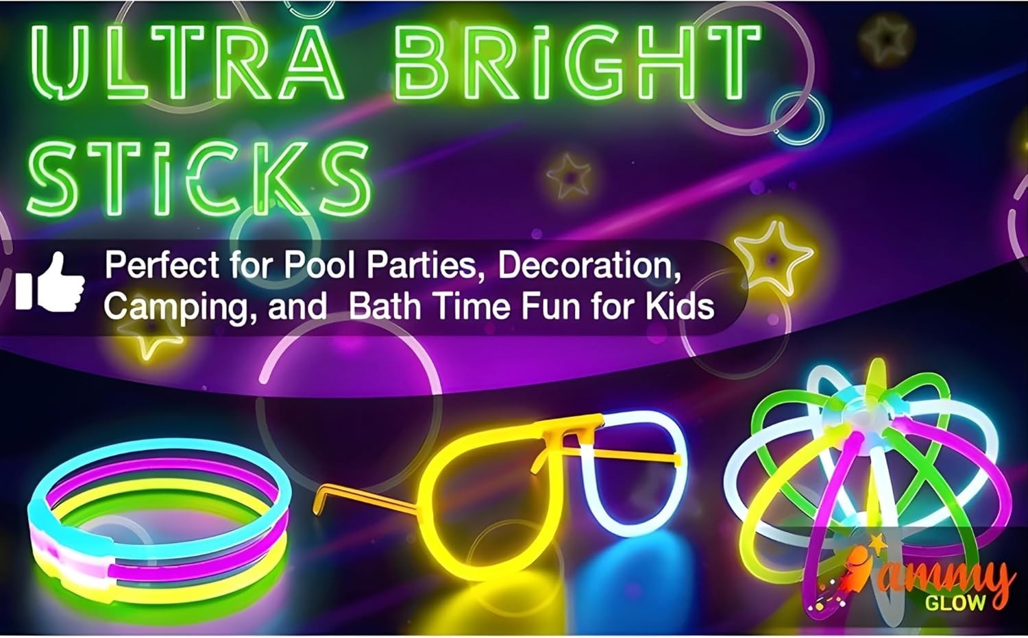 Vibrant 100 Pack Glow Sticks with Necklaces & Eyeglasses for Any Celebration