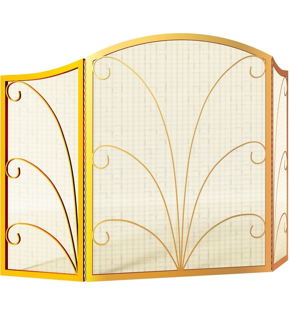 3-Panel Arched Fireplace Screen Decorative, Handcrafted Iron Spark Cover