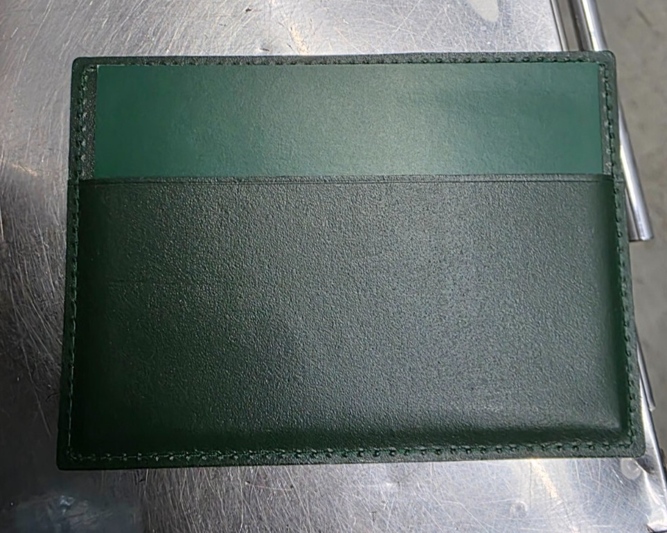 New Authentic Rolex Green Leather Certificate Card Holder Wallet Rare L@@K!