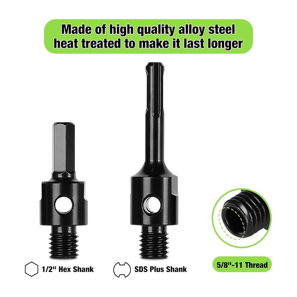 Versatile 2.5" Core Drill Bit with Dual Adapters for Concrete & Brick Projects