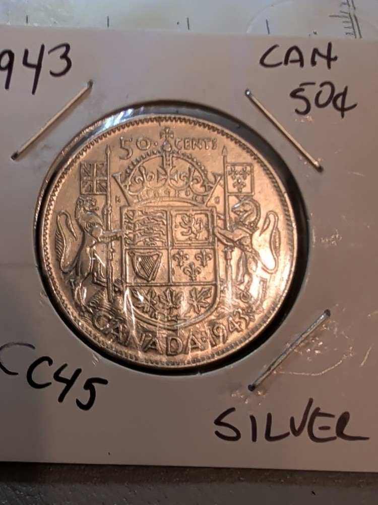 1943 Far 3  Canada Silver 50 Cent (Half Dollar) -CC45