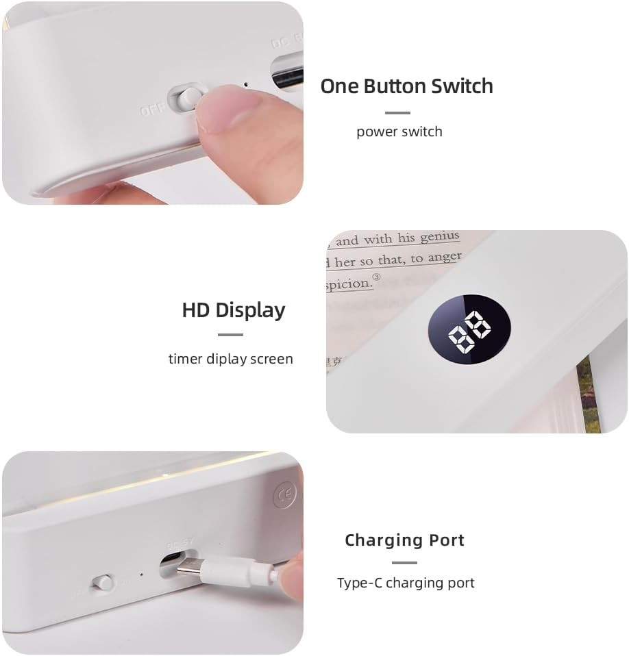 Rechargeable LED Book Light with Timer, Dimmable & 3 Color Options