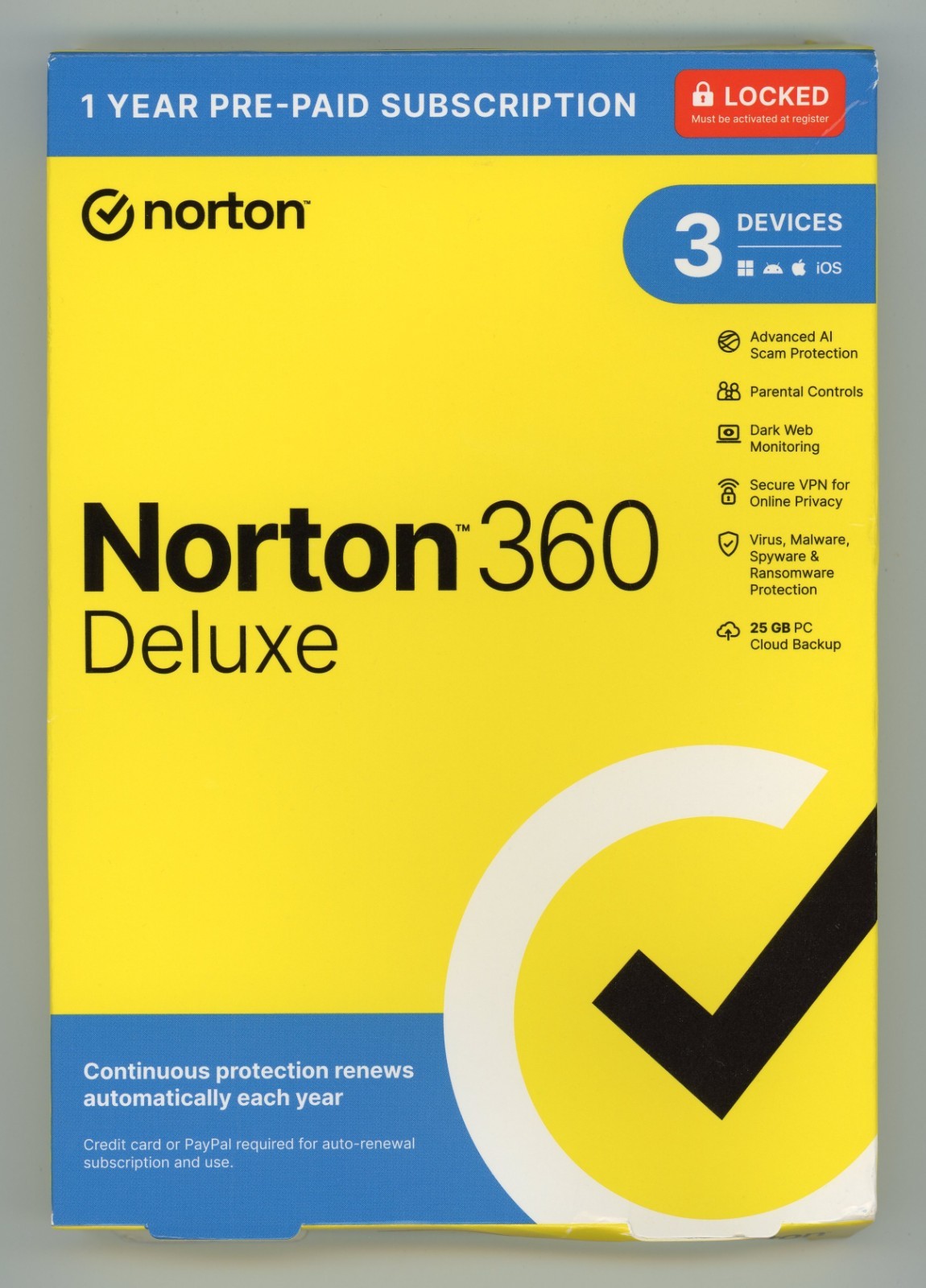 NORTON 360 DELUXE INTERNET SECURITY 2025 (3 DEVICE/1 YEAR) *NEW in RETAIL BOX