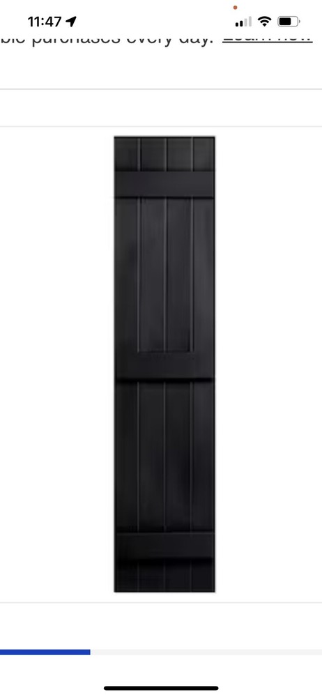 4 Board 14.5”x59” Board N Batten Joined Shutter Black  #810