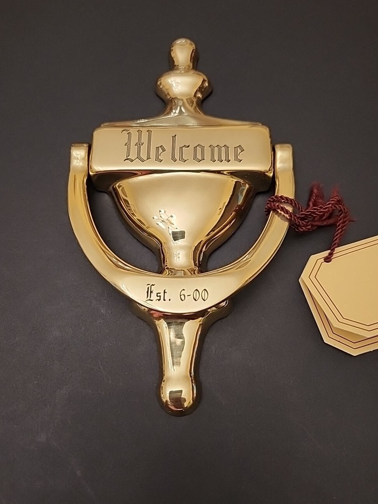 G & D Solid Brass Welcome Door Knocker Hardware Made in Spain Personalized