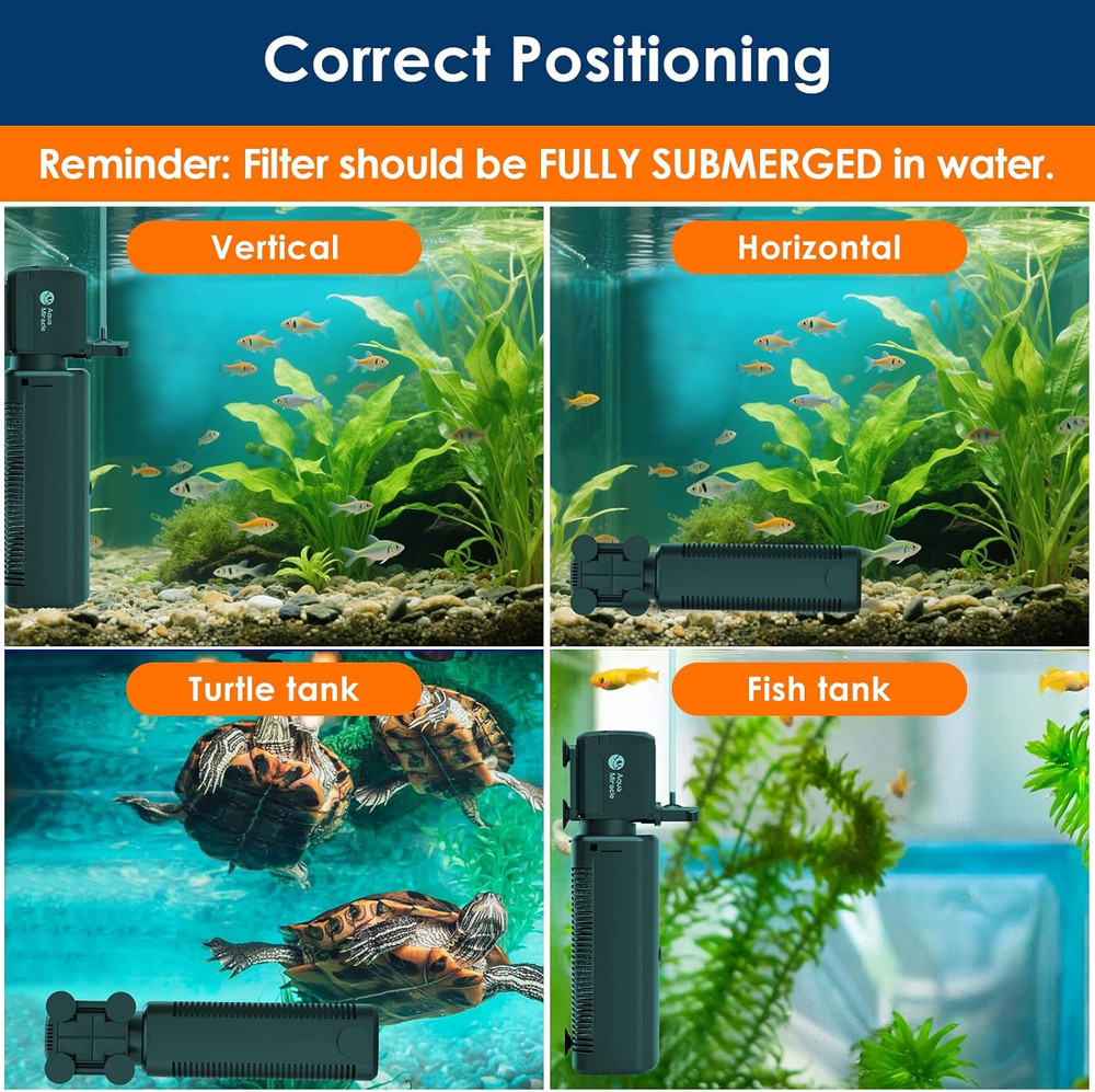 Aquamiracle Aquarium Filter with U - V Light & Filter Sponge, Fish Tank Filter w