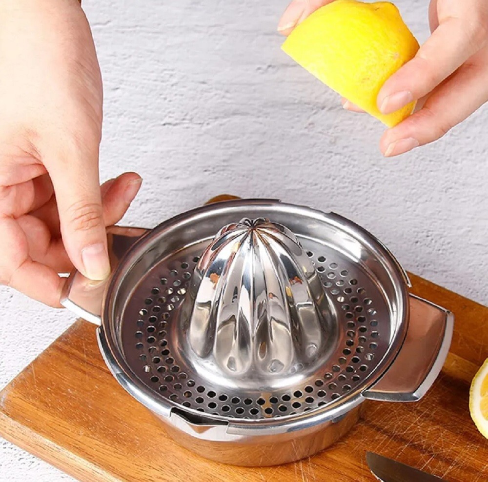 Stainless Steel Citrus Juicer-Hand Press Squeezer with Bowl & Strainer for Lemon