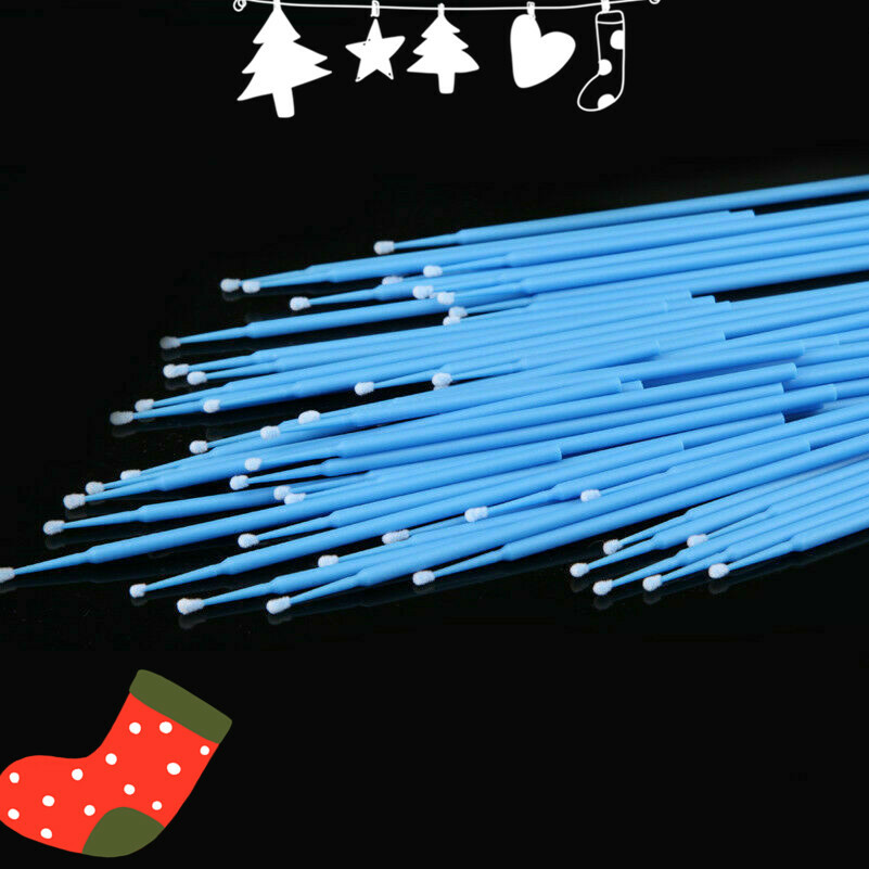 Dental Micro Brush Disposable Tooth Applicators Makeup Tools Blue Regular 100Pcs