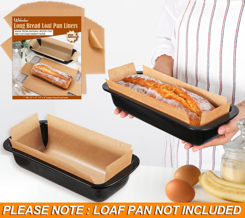 Parchment Paper Unbleached Large Loaf Pan Liners 13" x 5"