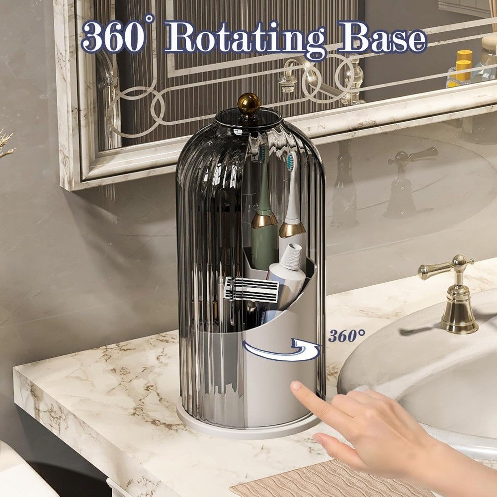 Dustproof Rotating Electric Toothbrush and Toothpaste Holder with Cover for