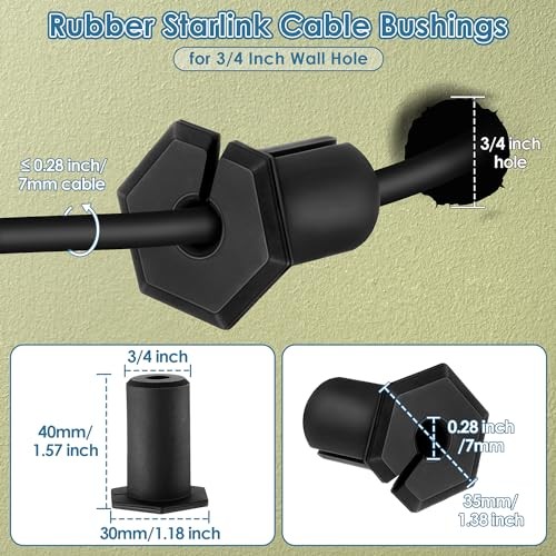 2 PCS Cable Routing Kit Compatible with Starlink Ethernet Cable Rubber Black