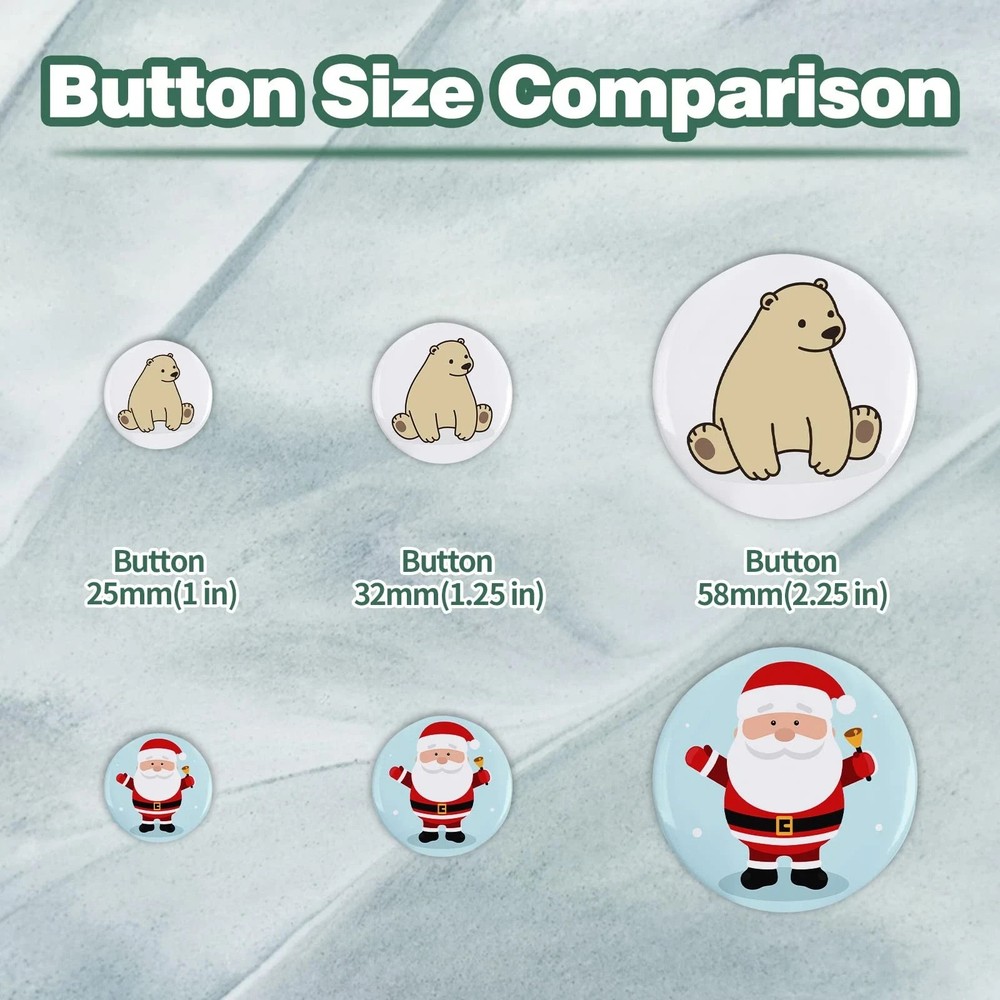 300 Sets 32mm/1.25 inch Button Supplies Button Parts for Button Maker Machine...