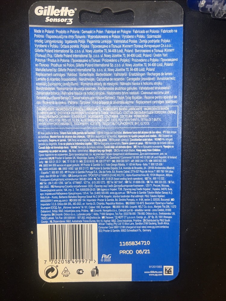 Gillette Sensor 3 Refill Razor Blade Cartridges - 24 Count TOTAL (A21)