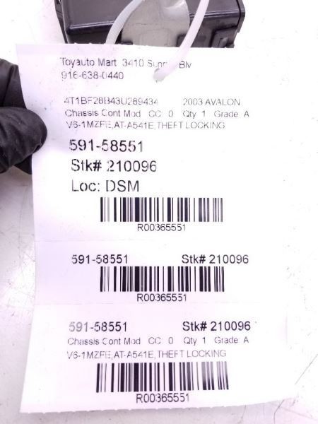 00-04 TOYOTA AVALON THEFT-LOCKING SECURITY CONTROL MODULE ECM ASSEMBLY