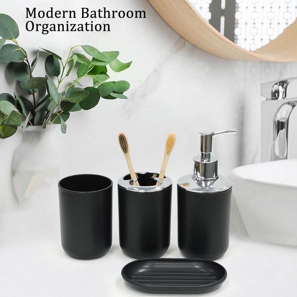 Bathroom Accessories Set 6 Piece Bath Ensemble Includes Soap Dispenser, Tooth...