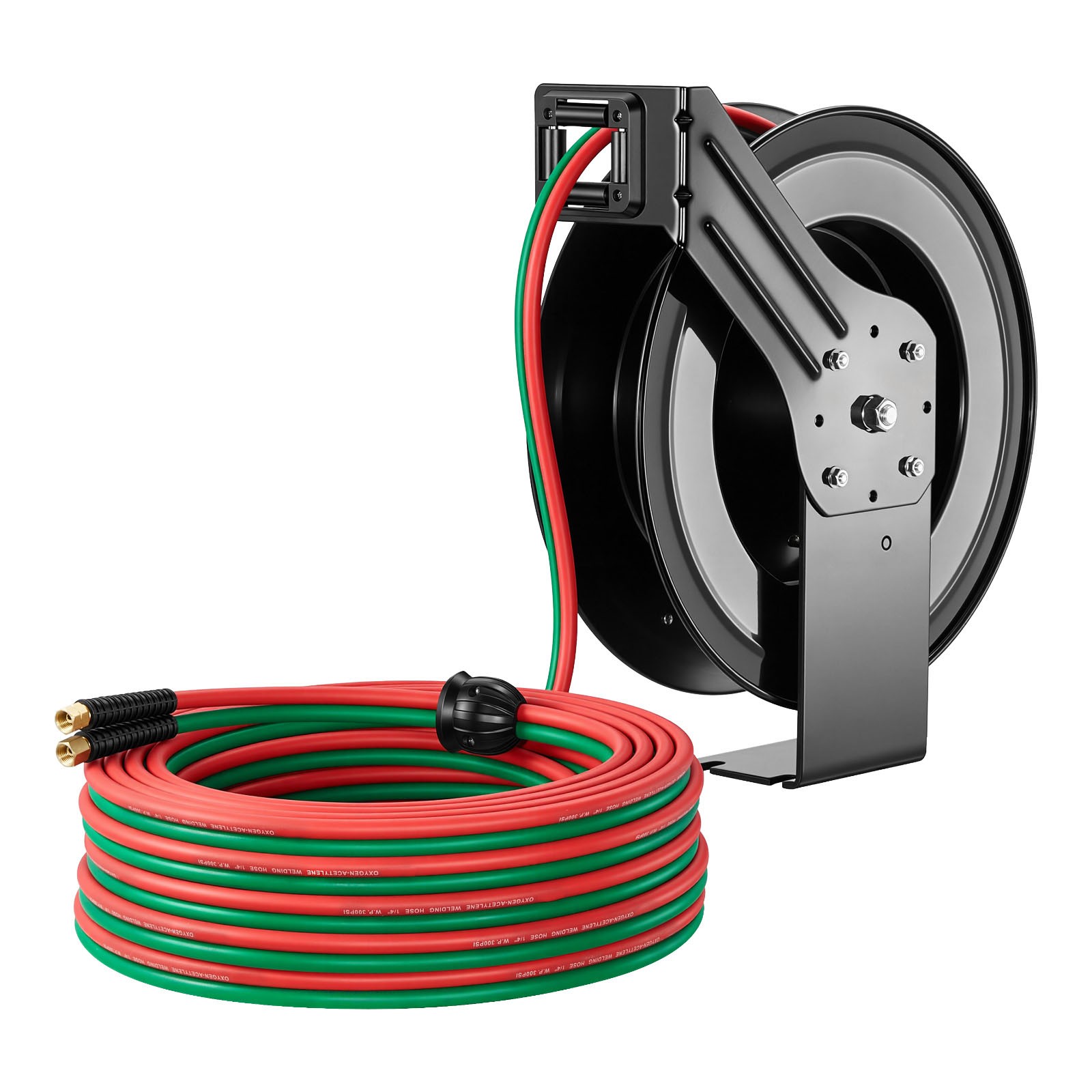 Uimoso Retractable Welding Hose Reel 1/4" x 100FT Oxygen Acetylene Rubber Hose