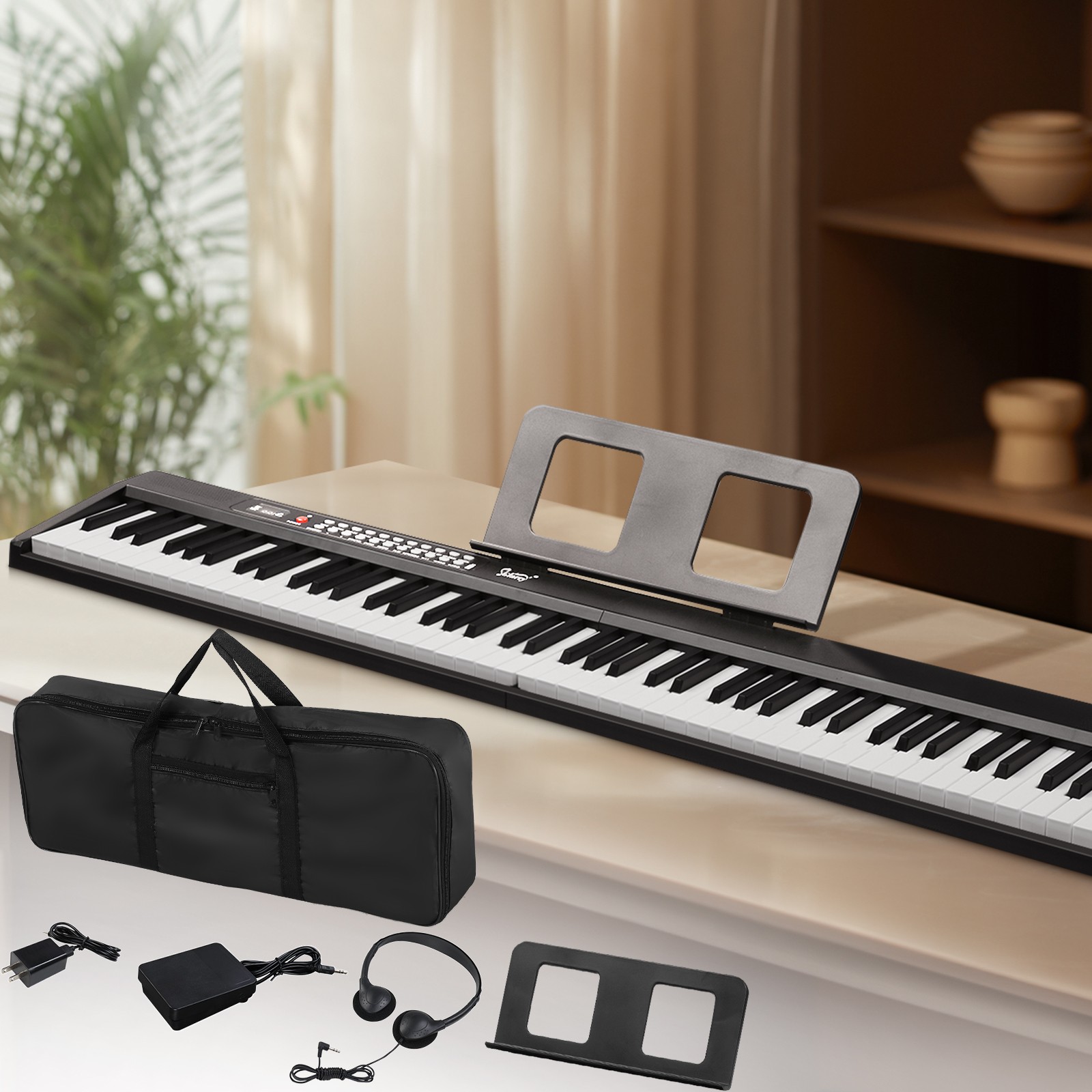 Glarry 88-Key Full Size Semi-Weighted Digital Piano Foldable Keyboard + Bag