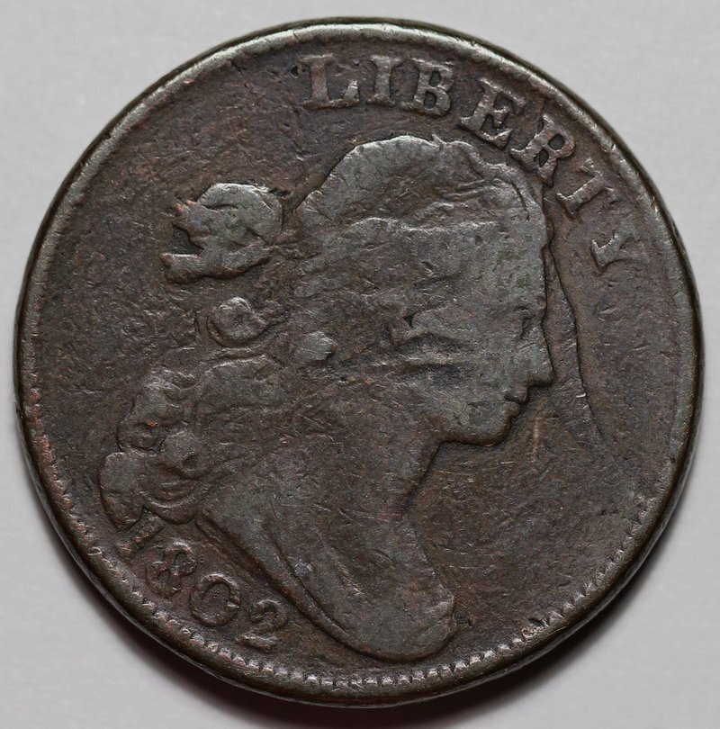 1802 Draped Bust Large Cent - Elephant Trunk - US 1c Copper Coin