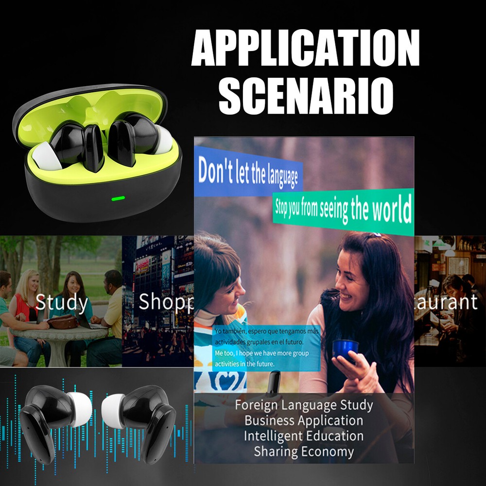 Wireless Bluetooth Translator Earbuds Real-Time Translator Device 144+ Languages