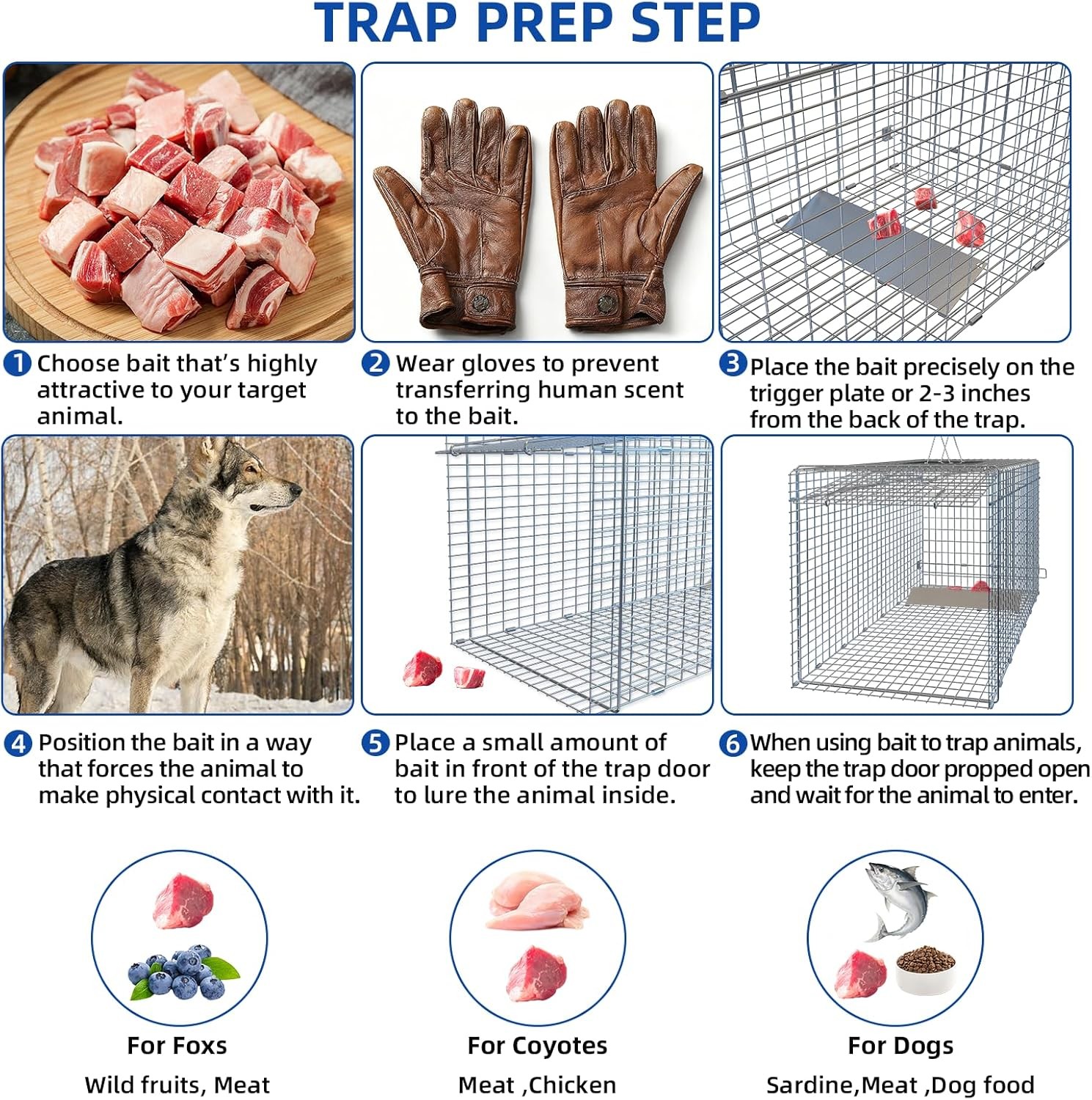 Live Animal Cage Trap 51"x17.4" x18.9" Humane Cat Trap Cats Squirrels Mouse New
