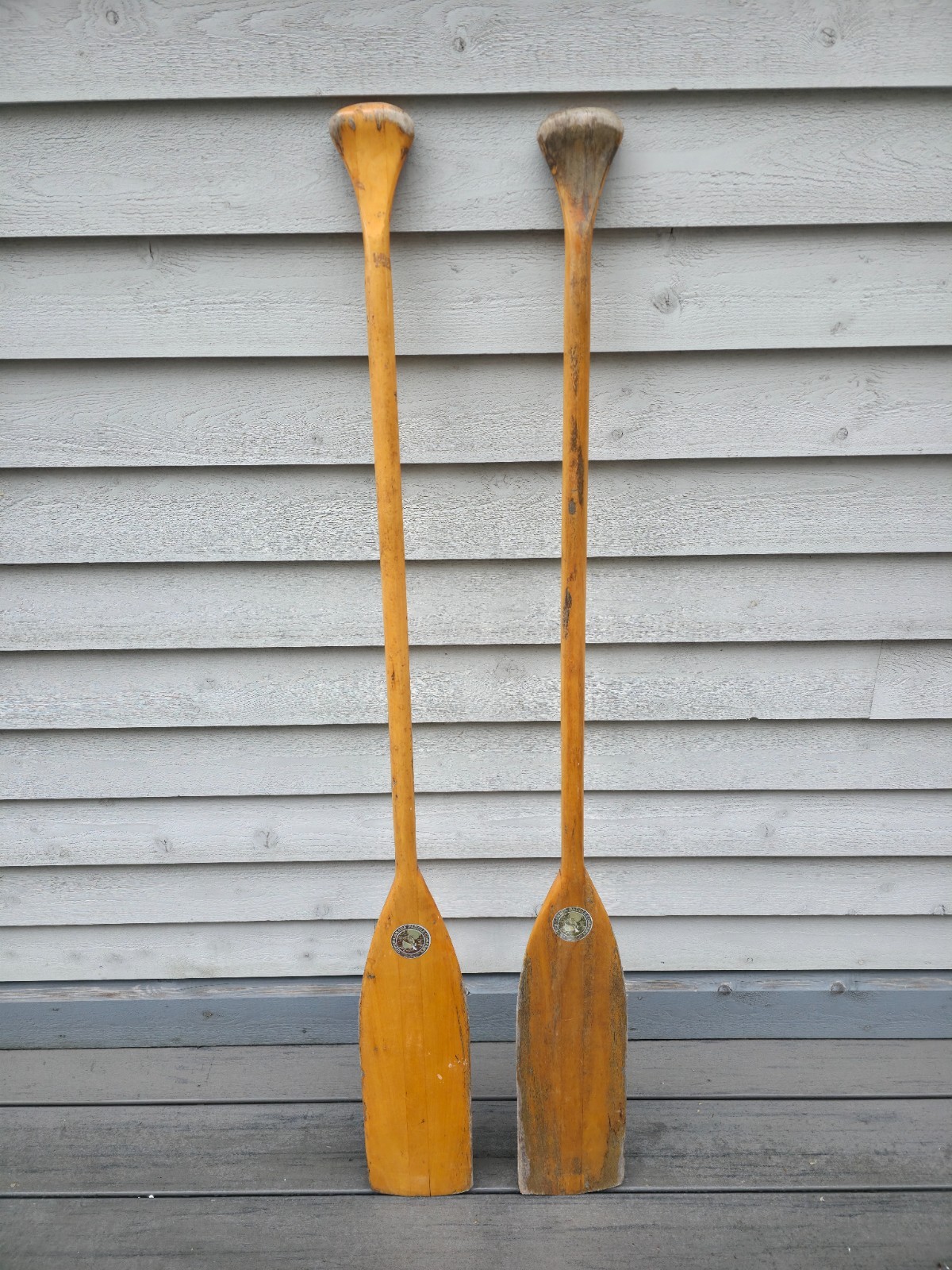 VINTAGE Old Wooden Paddles Oars UPPER CANADA  Measures 54"