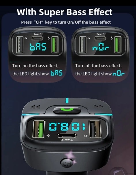 Wireless Bluetooth FM Transmitter Car Charger
