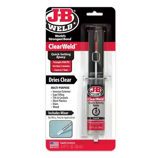 JB Weld 50114 ClearWeld Quick Setting Epoxy, Clear 0.47 oz.