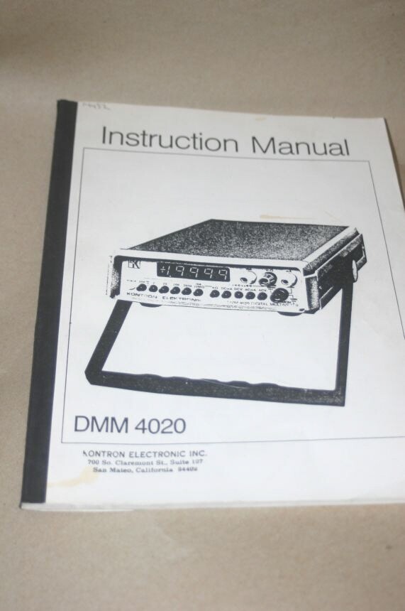 Kontron Multimeters Operating Operator's Users Guide DMM 4020 DMM4020