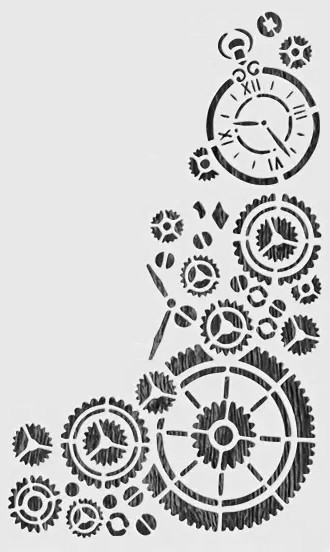 6.5"x10" Clear Plastic Stencil - Cogs & Gears (SA989)