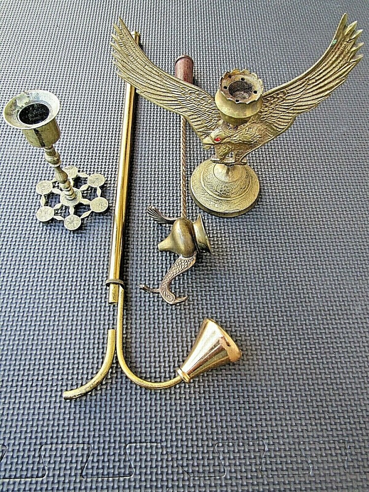 Unique Brass Candle Holders with snuffer !