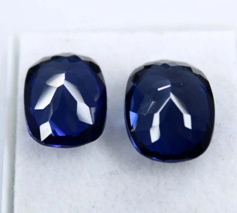 20 Ct Natural Kashmiri Blue Sapphire Cushion Certified Loose Gemstone Pair
