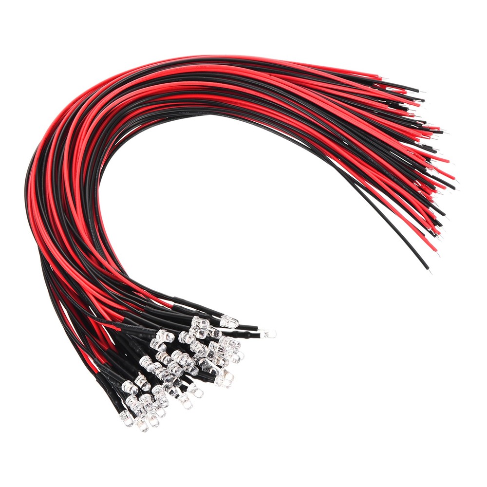 3mm LED Diode Light, 40 Pcs 4.5-6V DC, Pure White Light