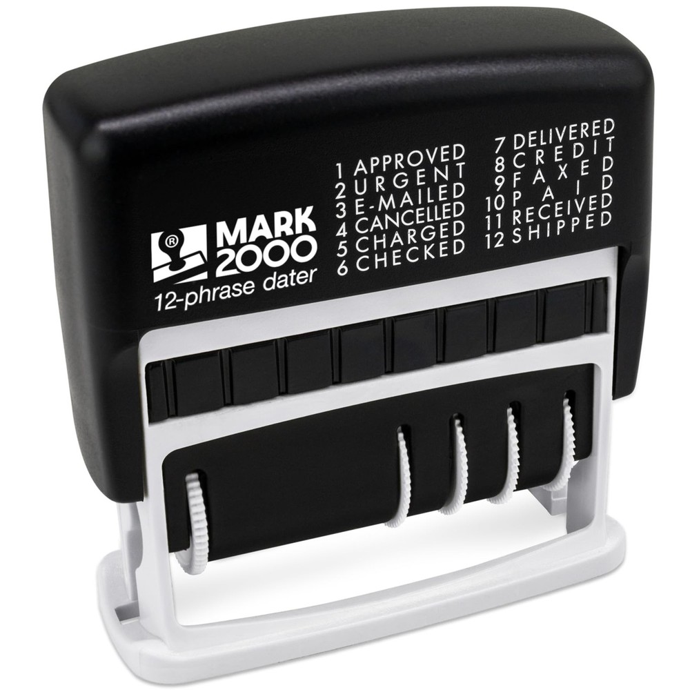 12-Phrase Dater - Date & Phrase Self-Inking Stamp - Black Ink