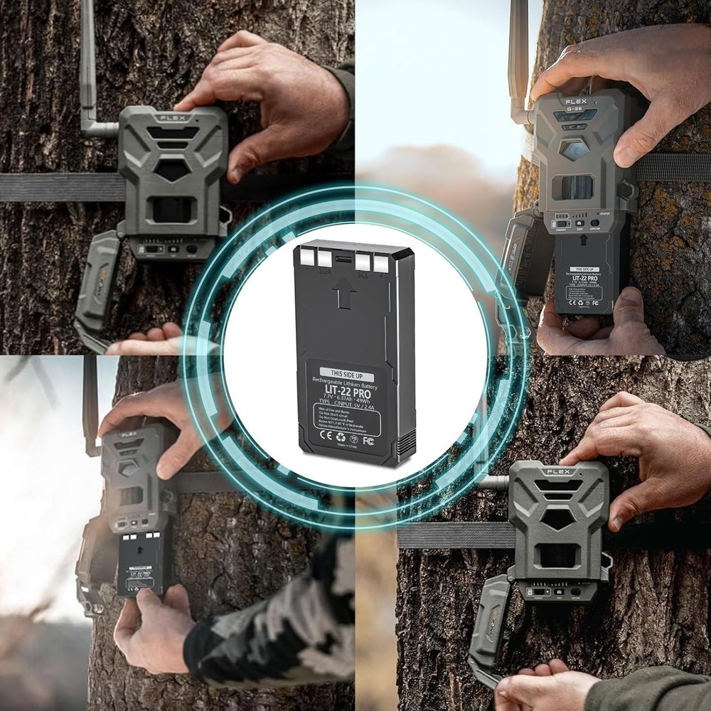 4 Pack 6370mAh LIT-22 Battery For Trail Camera Flex-M Flex G-36 Flex-Plus Flex-S