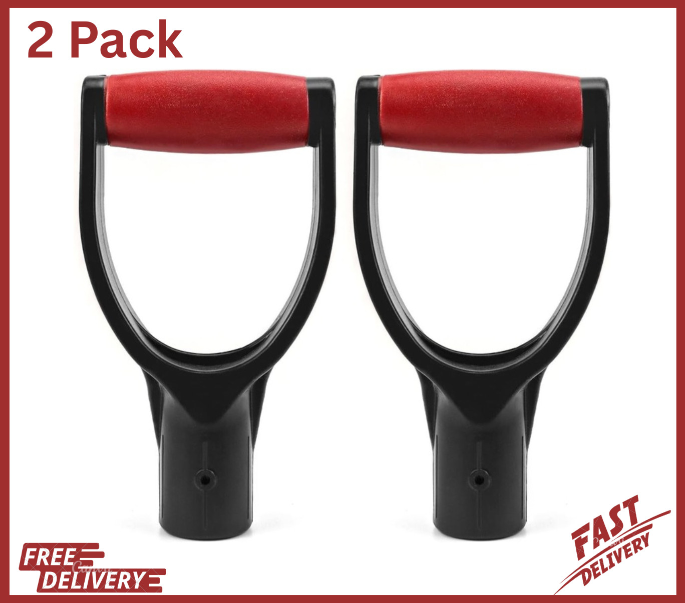2 Pack 1-1/4” D-Grip Shovel Handles Polypropylene Replacement for Rakes & Spades