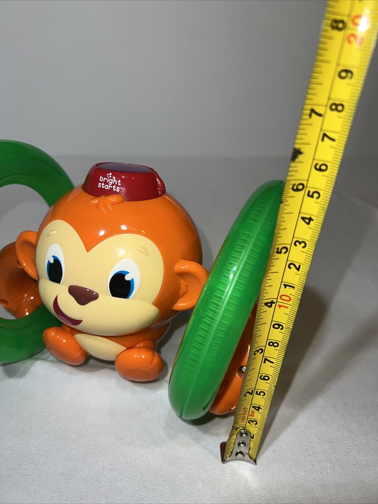 Bright Starts Light Up & Roll Orange Monkey Crawling Developmental Toy EUC