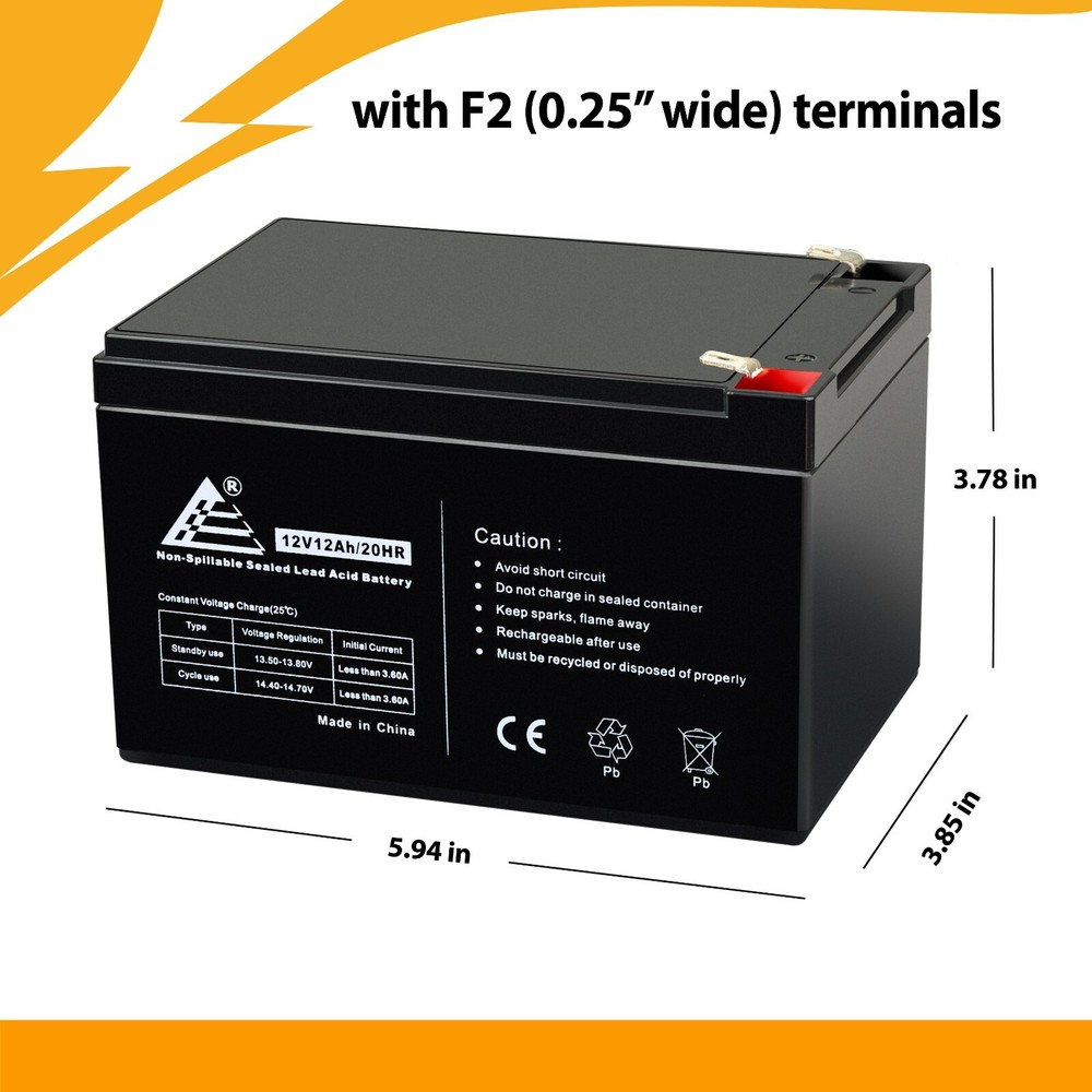 2 Pack | 12 Volt 12 Ah Pride Mobility SC52 Sonic Scooter Replacement Batteries