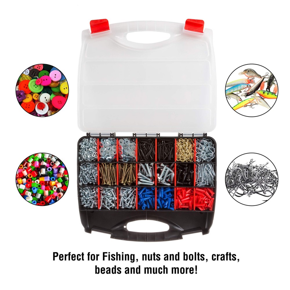 23 Compartment Parts Organizer - Portable Hardware & Screw Storage Container