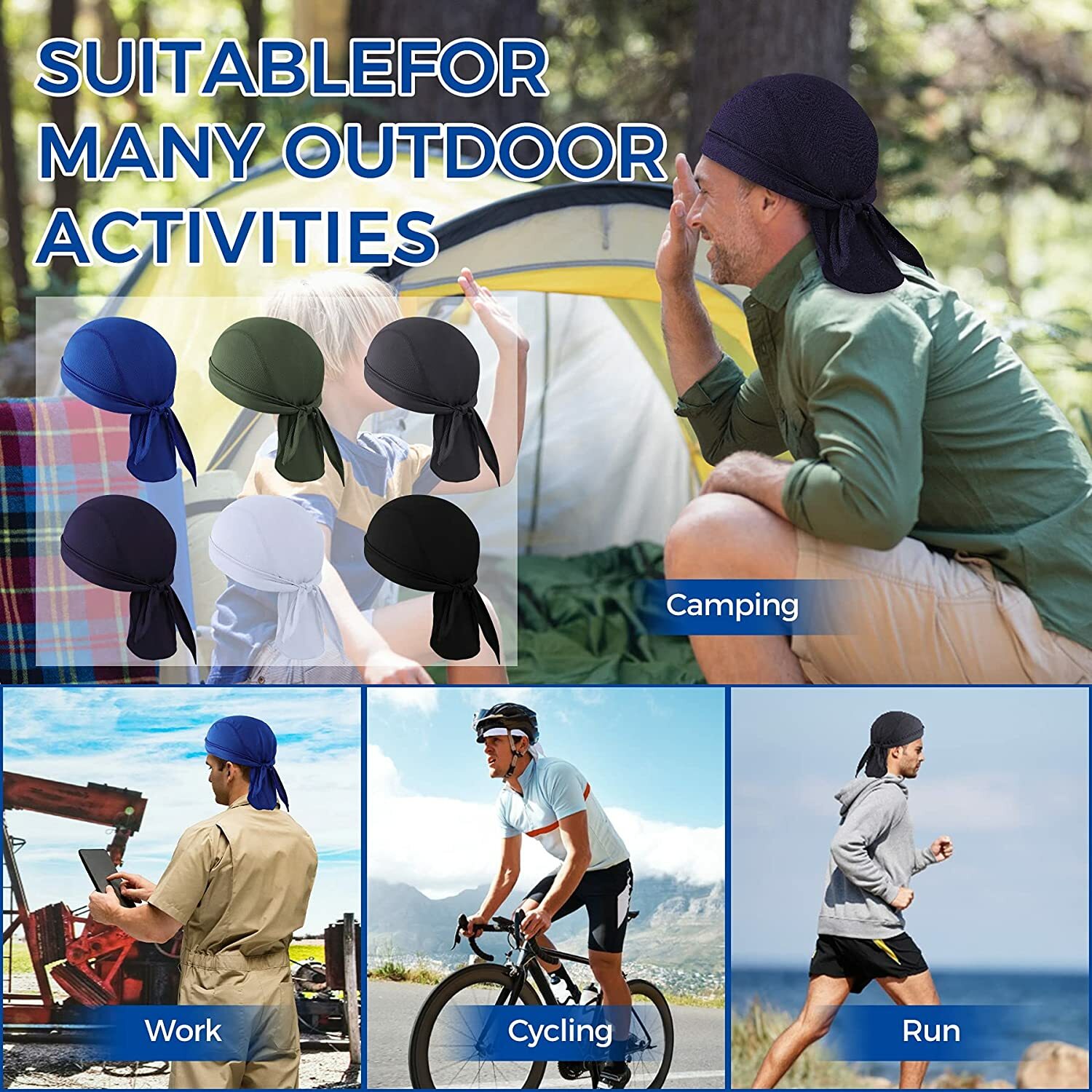 Outdoor Sport UV Sun Protection Arm Sleeves Cycling Cap Beanie Cap for Men Women